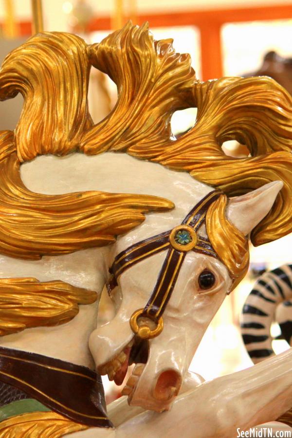 Carousel White Horse with Golden Hair detail
