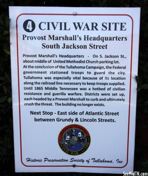 Coffee: Tullahoma Civil War Site 4 Provost Mashall's Headquarters