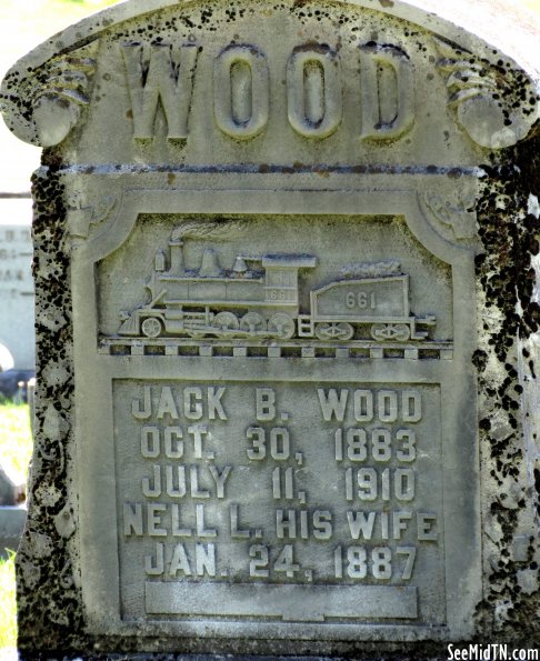 Mt. Olivet Cemetery - Steam train on a marker