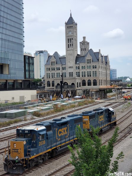 Union Station and CSX locomotives