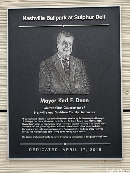 Mayor Dean Plaque at First Horizon Park