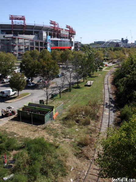 Train Tracks between Nissan Stadium and the River