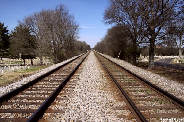 Train Tracks run through Nashville National Cemetery