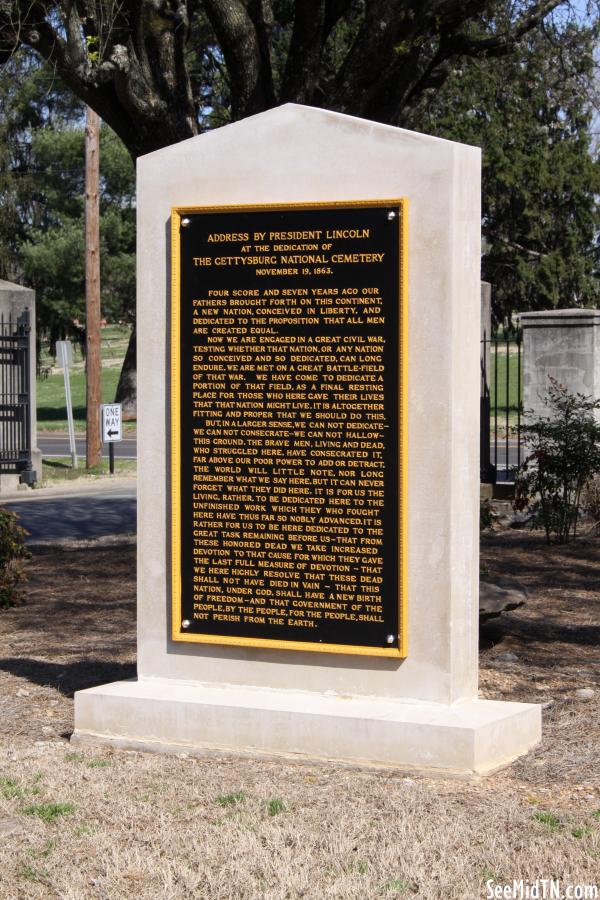 Nashville National Cemetery Gettysburg Address Marker