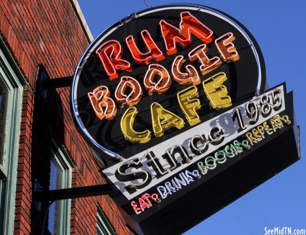 Rum Boogie Cafe since 1985 neon sign