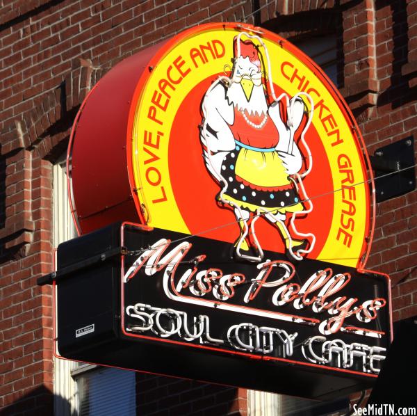 Miss Polly's Soul City Cafe neon sign