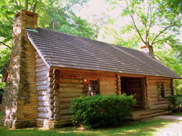 Birthplace of a Denomination 2: replica McAdow Cabin