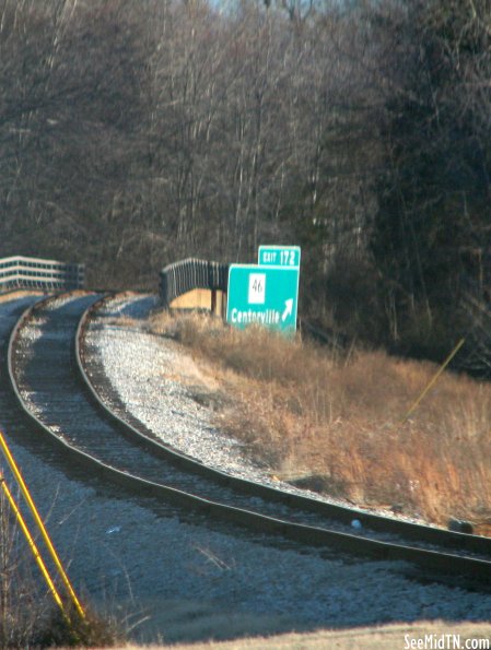 Train Tracks over I-40 parallels highway TN46