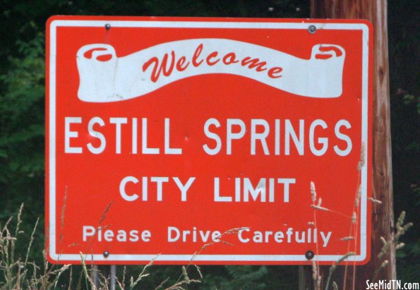 Estill Springs City Limits sign