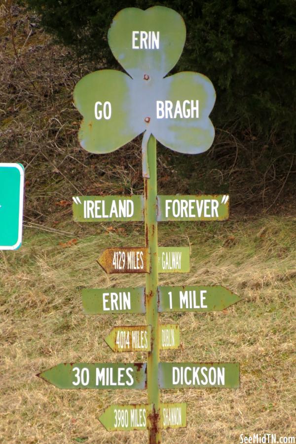 Erin Go Bragh clover sign - Erin, TN