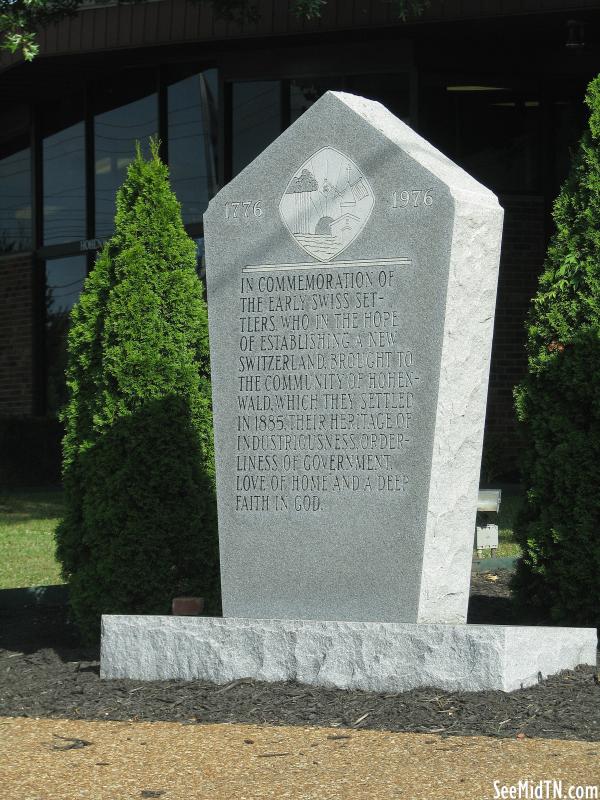 Hohenwald Swiss Settler monument