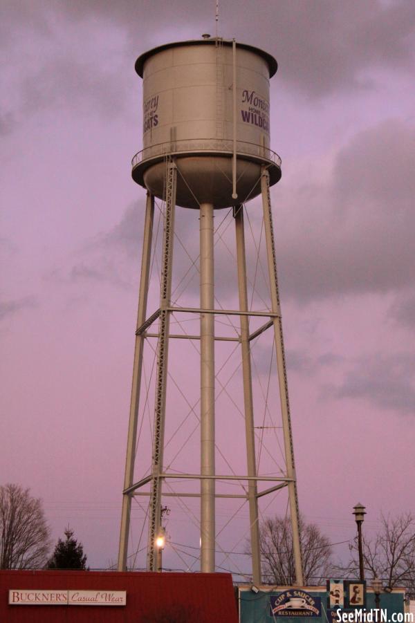 Monterey, TN Water Tower at dusk