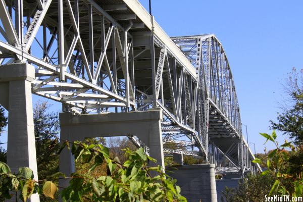 Cordell Hull Bridge (2014 reopened) South low view - Carthage, TN