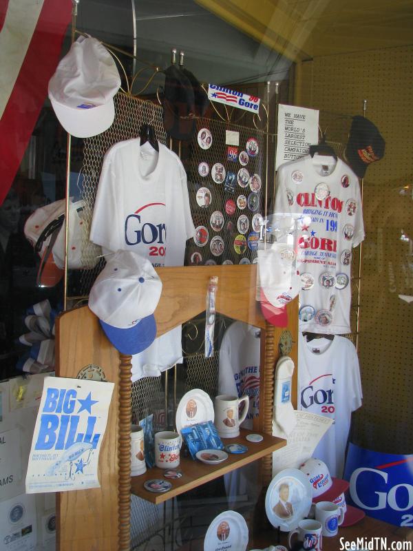 Looking inside the Al Gore store window