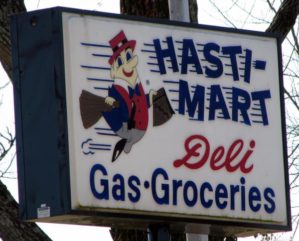 Hasti-Mart sign