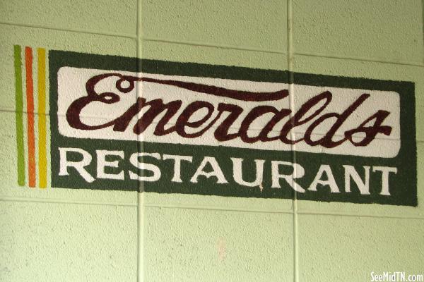 Emeralds Restaurant hand-painted sign