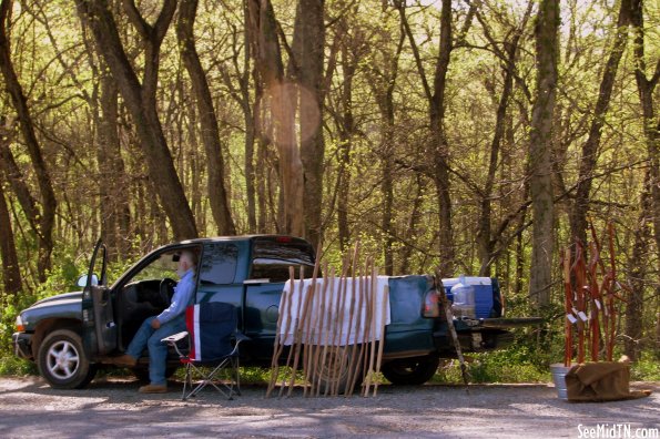 Selling Hiking Sticks along the Highway