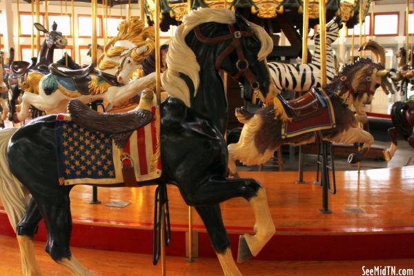 Carousel Black Horse with Bald Eagle Saddle