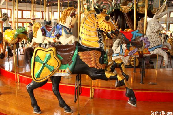 Carousel Black Horse with Armor