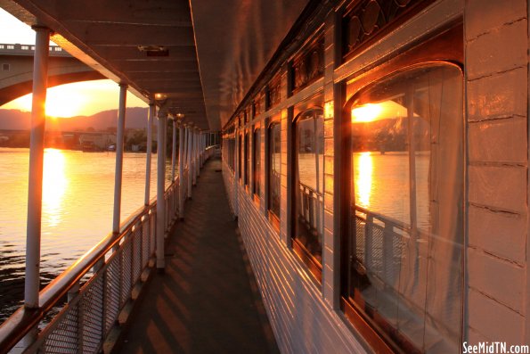 Delta Queen walking the exterior at sundown