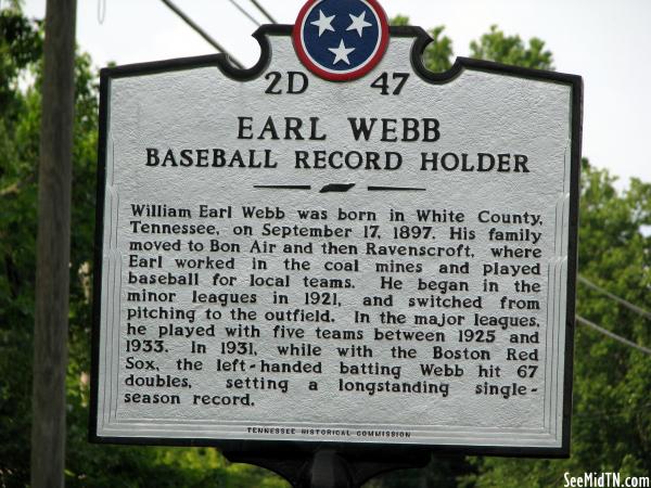 White: Earl Webb, Baseball Record Holder