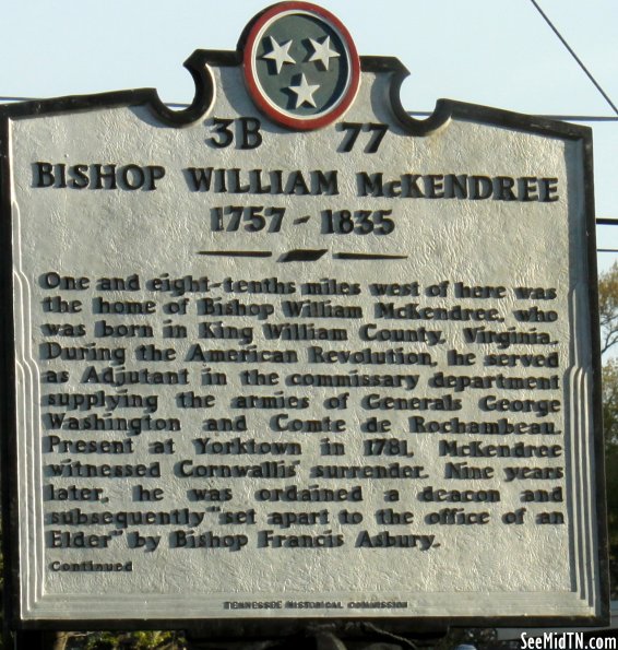 Sumner: Bishop William McKendree 1757-1835