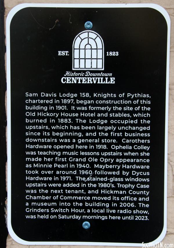 Hickman: Centerville - Knights of Pythias Sam Davis Lodge 158