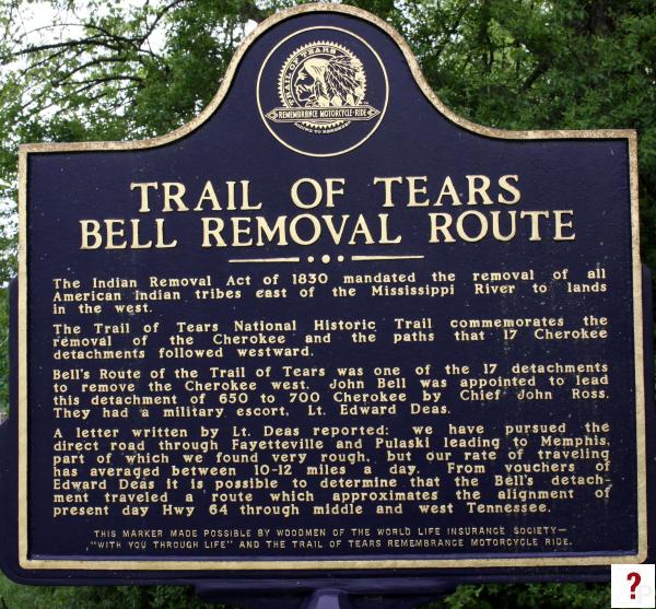 Lincoln: Trail of Tears Bell Removal Route