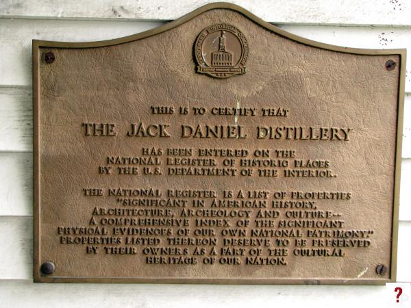 Moore: Jack Daniels National Register plaque (old)