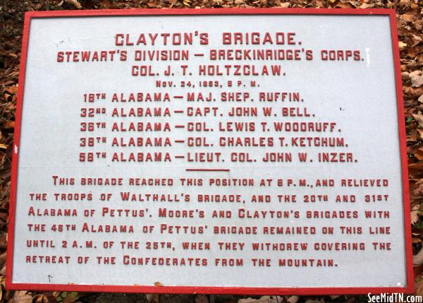 Battle of Lookout Mtn.: Clayton's Brigade