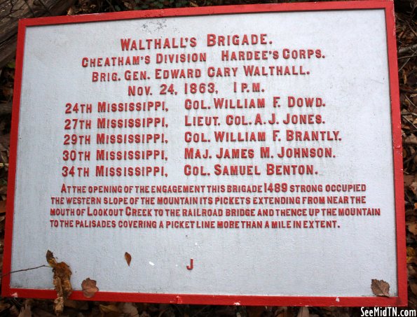 Battle of Lookout Mtn.: Walthall's Brigade J