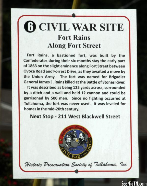 Coffee: Tullahoma Civil War Site 6 Fort Rains