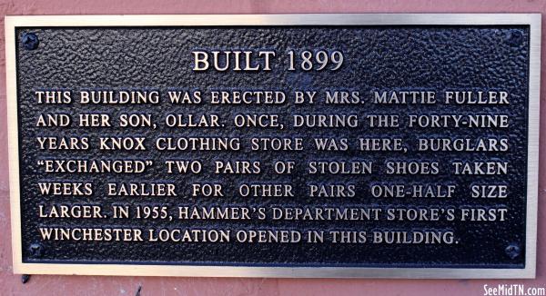 Franklin: Built 1899 Knox Clothing Store