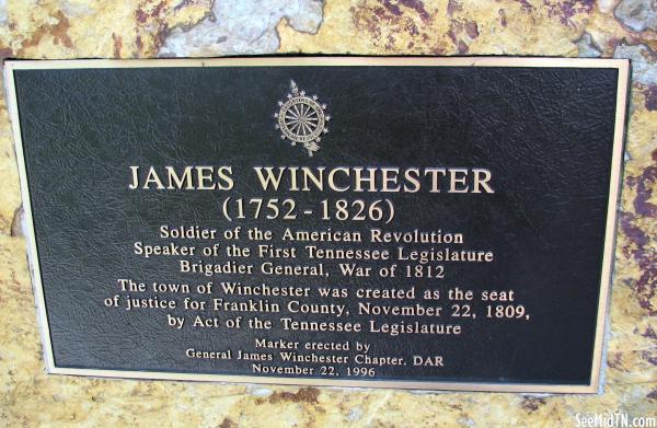 Franklin: James Winchester D.A.R. Marker