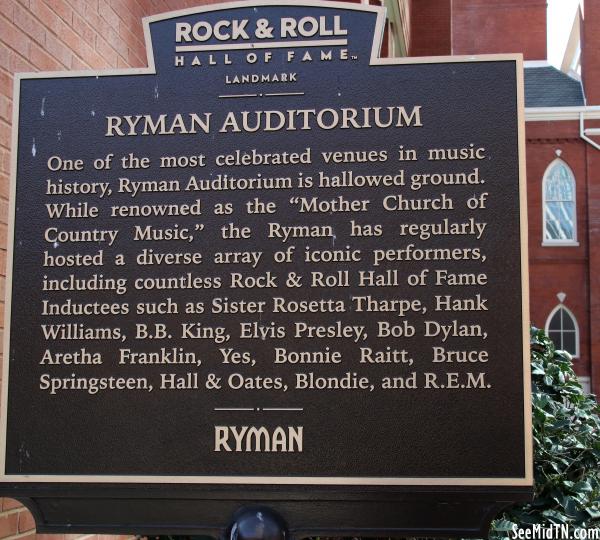 Ryman Auditorium | Rock & Roll Hall of Fame Landmark