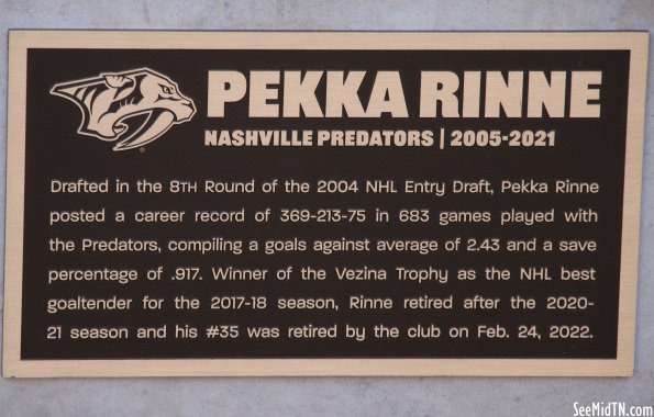 Pekka Rinne | Nashville Predators | 2005-2021