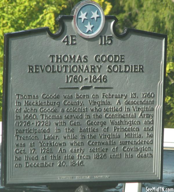 Tipton: Thomas Goode, Revolutionary Soldier