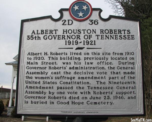 Overton: Albert Houston Roberts, 35th Governor of Tennessee