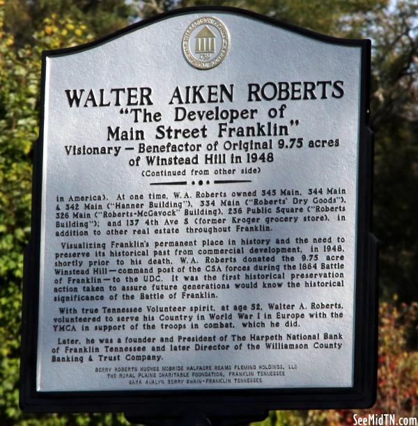 Walter Aiken Roberts | The Developer of Main Street Franklin (Side 1)