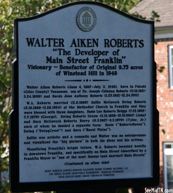 Walter Aiken Roberts | The Developer of Main Street Franklin (Side 2)