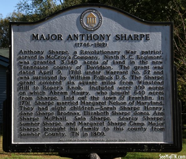 Major Anthony Sharpe (1746-1812) Major Anthony Sharpe (1746-1812)