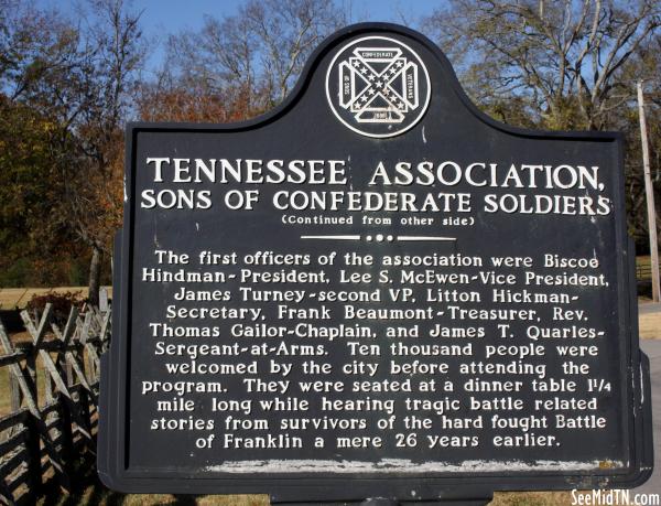 Tennessee Association, Sons of Confederate Soldiers Side B)