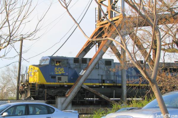 CSX train coming over the Cumberland River Bridge