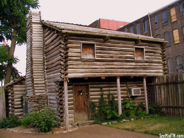 Fort Nashborough two story log building