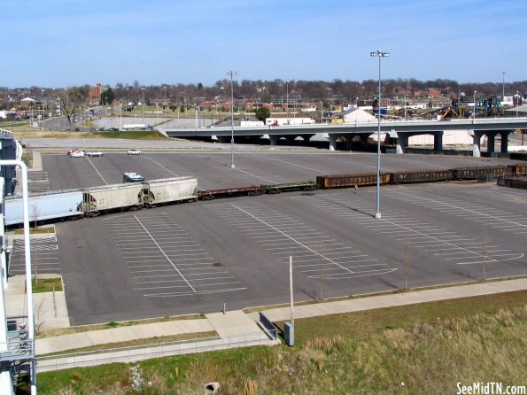 Train runs through LP Field Parking lot Train runs through LP Field Parking lot