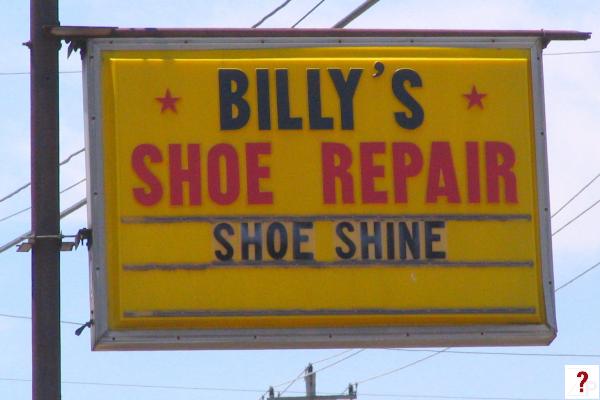 Billy's Shoe Repair sign