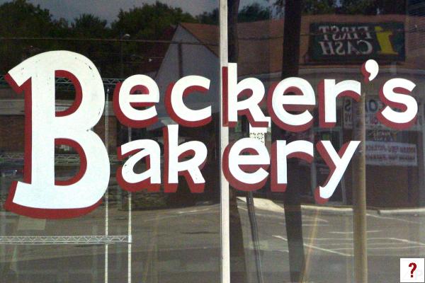 Becker's Bakery painted window