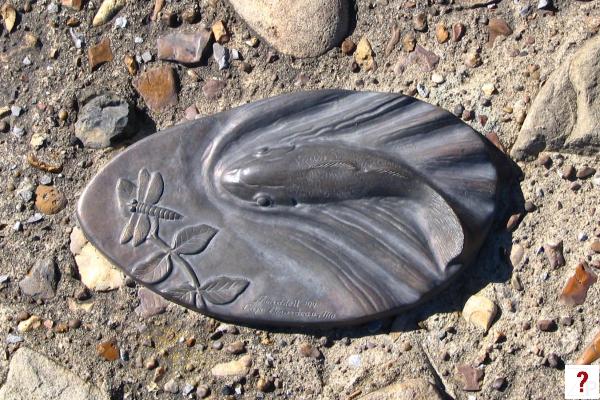 Cumberland River Greenway embedded art Fish and Dragonfly