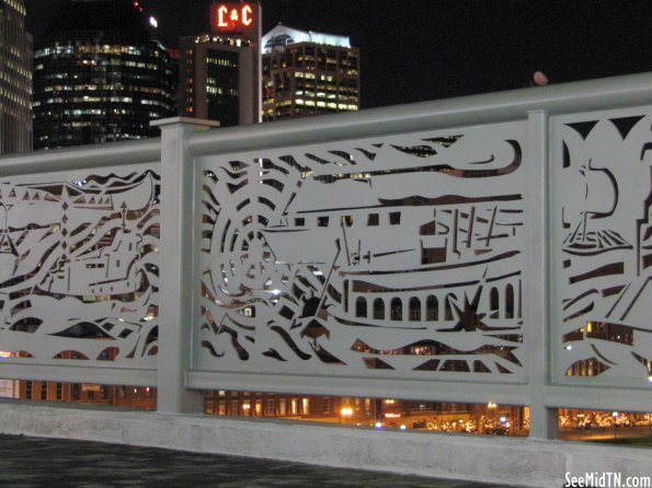 Shelby St. Pedestrian Bridge etched guardrails