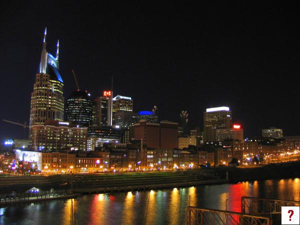 Nashville Skyline at Night from Shelby Street Bridge